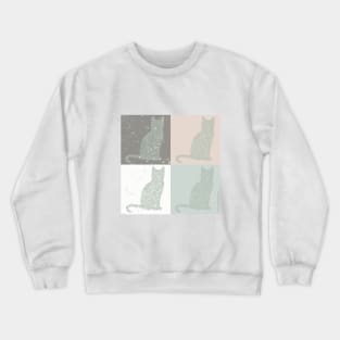 Distressed Cat Pop Art - Earth Colors Circle Design Crewneck Sweatshirt